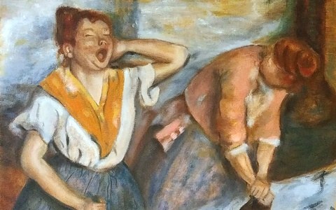 模写実習（部分図）／受講生作品<br>Edger Degas「アイロンをかける女たち」