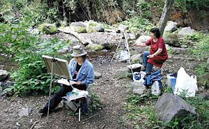 絵の教室、屋外写生会の風景